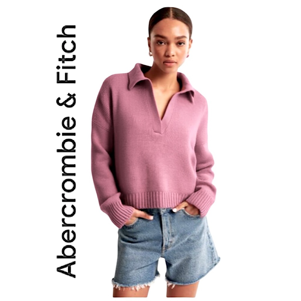 Abercrombie & Fitch.NWT. Gorgeous soft rose longsleeve Vneck knit sweater.S(OVS)
